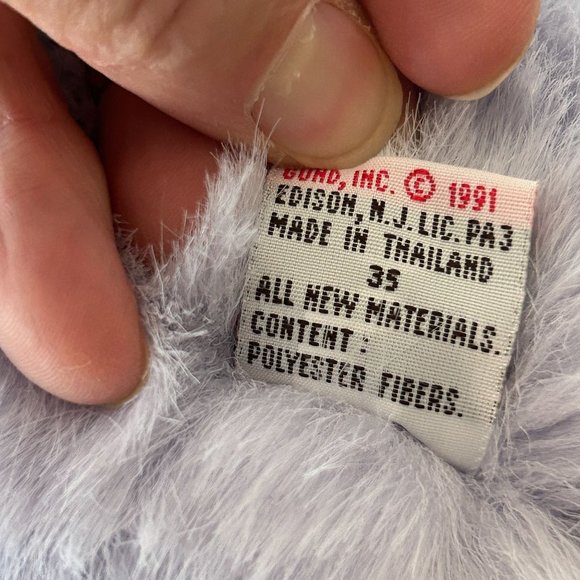 Vintage Gund Plush Bear My First Teddy Stuffed Animal Purple Lavender Bow Soft - Picture 10 of 13